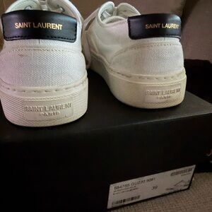 Saint Laurent Venice White Canvas Sneakers
